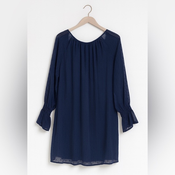 Mi Ami Large Navy Sheath Dress w/ Silver Thread Accents & Tie Neck -  Classic - Picture 3 of 3